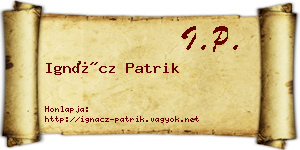 Ignácz Patrik névjegykártya